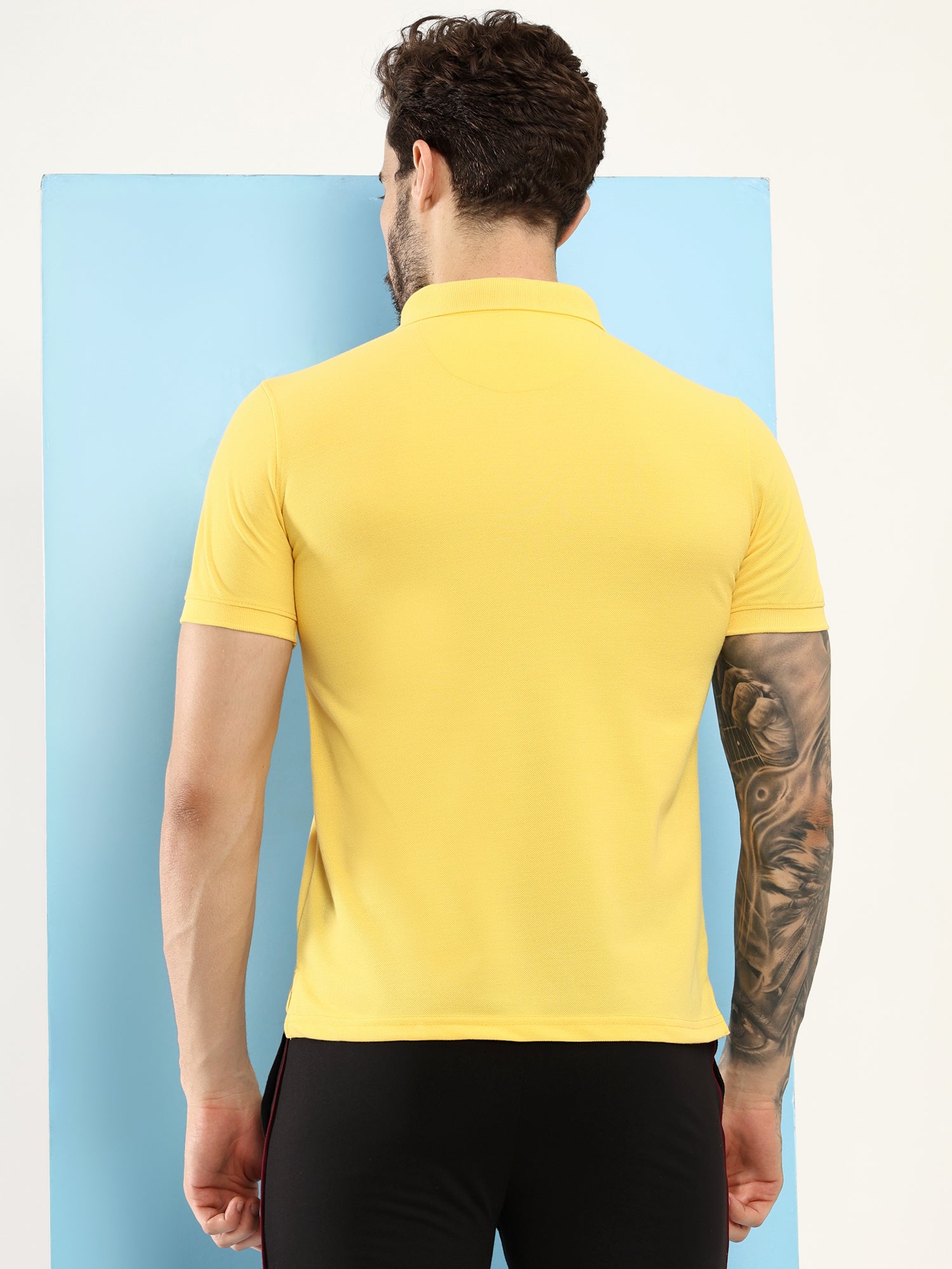 T.T. Men Slim Fit Cotton Polyster Pique Polo Half Sleeve T-Shirt Yellow