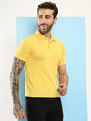 T.T. Men Slim Fit Cotton Polyster Pique Polo Half Sleeve T-Shirt Yellow