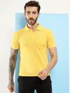 T.T. Men Slim Fit Cotton Polyster Pique Polo Half Sleeve T-Shirt Yellow