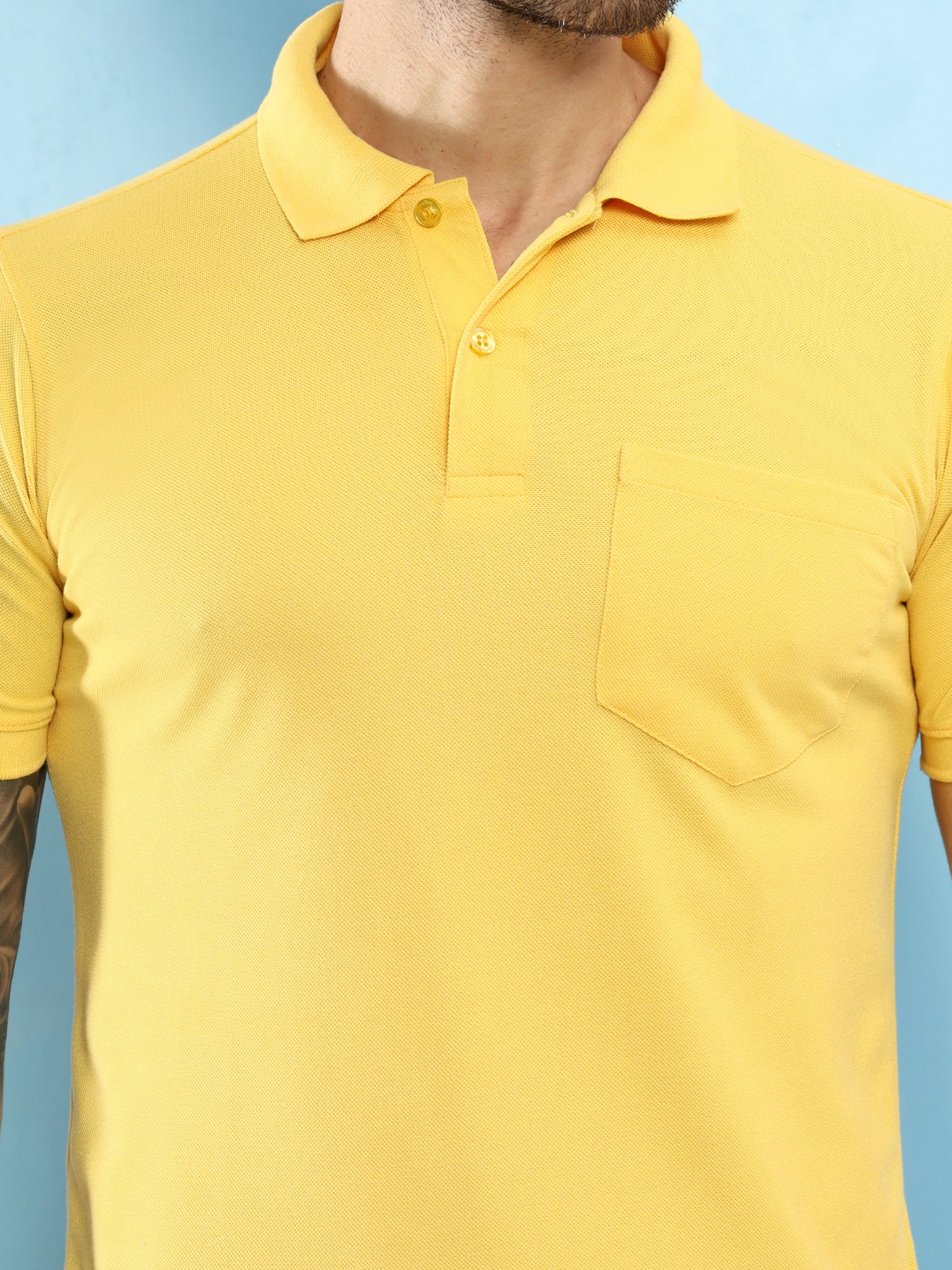 T.T. Men Slim Fit Cotton Polyster Pique Polo Half Sleeve T-Shirt Yellow