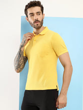 T.T. Men Slim Fit Cotton Polyster Pique Polo Half Sleeve T-Shirt Yellow