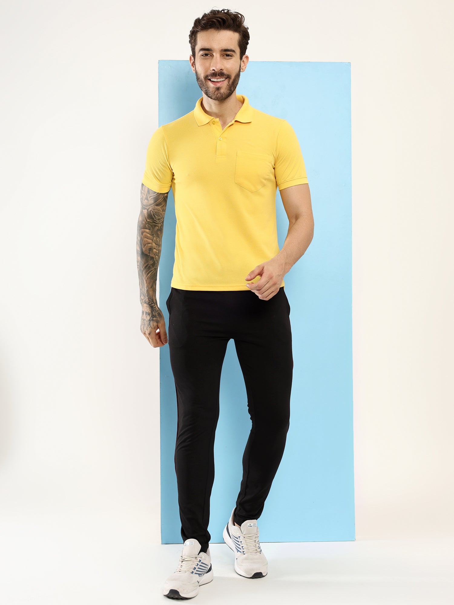 T.T. Men Slim Fit Cotton Polyster Pique Polo Half Sleeve T-Shirt Yellow