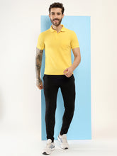 T.T. Men Slim Fit Cotton Polyster Pique Polo Half Sleeve T-Shirt Yellow