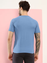 Hiflyers Men Regular Fit Polyster Pique Round Neck Half Sleev Tshirt Blue