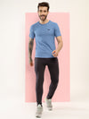 Hiflyers Men Regular Fit Polyster Pique Round Neck Half Sleev Tshirt Blue