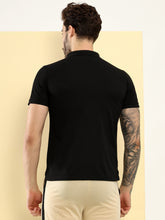 T.T. Men Slim Fit Cotton Polyster Pique Polo Half Sleeve T-Shirt Black