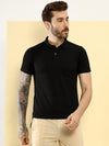 T.T. Men Slim Fit Cotton Polyster Pique Polo Half Sleeve T-Shirt Black