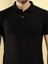 T.T. Men Slim Fit Cotton Polyster Pique Polo Half Sleeve T-Shirt Black