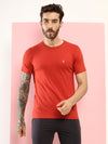 T.T. Men Slim Fit 100% Cotton Cool Round Neck Half Sleev Solid Tshirt Rust