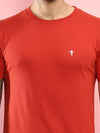 T.T. Men Slim Fit 100% Cotton Cool Round Neck Half Sleev Solid Tshirt Rust