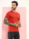 T.T. Men Slim Fit 100% Cotton Cool Round Neck Half Sleev Solid Tshirt Rust