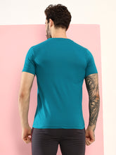 T.T. Men Slim Fit 100% Cotton Cool Round Neck Half Sleev Solid Tshirt Teal Blue