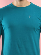 T.T. Men Slim Fit 100% Cotton Cool Round Neck Half Sleev Solid Tshirt Teal Blue