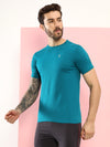 T.T. Men Slim Fit 100% Cotton Cool Round Neck Half Sleev Solid Tshirt Teal Blue