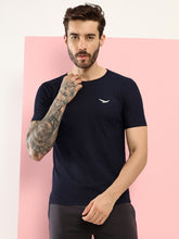 Hiflyers Men Regular Fit Polyster Pique Round Neck Half Sleev Tshirt Navy