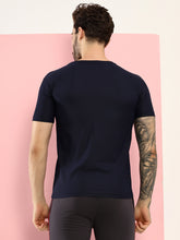 Hiflyers Men Regular Fit Polyster Pique Round Neck Half Sleev Tshirt Navy