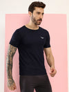 Hiflyers Men Regular Fit Polyster Pique Round Neck Half Sleev Tshirt Navy