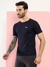 Hiflyers Men Regular Fit Polyster Pique Round Neck Half Sleev Tshirt Navy