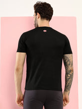 T.T. Men Slim Fit Poly Jersey Round Neck Half Sleeve T-Shirt Black