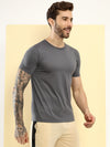 T.T. Men Slim Fit Poly Jersey Round Neck Half Sleeve T-Shirt Anthra