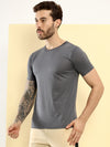 T.T. Men Slim Fit Poly Jersey Round Neck Half Sleeve T-Shirt Anthra