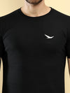 Hiflyers Men Regular Fit Polyster Pique Round Neck Half Sleev Tshirt Black