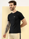 Hiflyers Men Regular Fit Polyster Pique Round Neck Half Sleev Tshirt Black