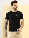 Hiflyers Men Regular Fit Polyster Pique Round Neck Half Sleev Tshirt Black