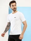 HiFlyers Men Regular Fit Polyster Pique Round Neck Half Sleev Tshirt White