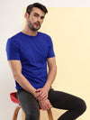 T.T. Men Slim Fit Poly Jersey Round Neck Half Sleeve T-Shirt Royal Blue