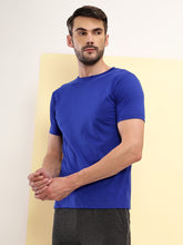 T.T. Men Slim Fit Poly Jersey Round Neck Half Sleeve T-Shirt Royal Blue