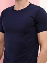 T.T. Men Slim Fit Poly Jersey Round Neck Half Sleeve T-Shirt Navy