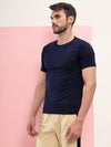 T.T. Men Slim Fit Poly Jersey Round Neck Half Sleeve T-Shirt Navy