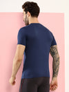 T.T. Men Slim Fit 100% Cotton Cool Round Neck Half Sleev Solid Tshirt Navy