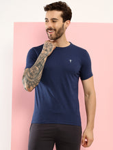 T.T. Men Slim Fit 100% Cotton Cool Round Neck Half Sleev Solid Tshirt Navy