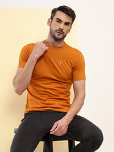 T.T. Men Slim Fit 100% Cotton Cool Round Neck Half Sleev Solid Tshirt Mustard