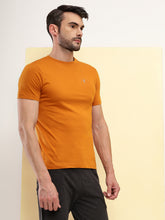 T.T. Men Slim Fit 100% Cotton Cool Round Neck Half Sleev Solid Tshirt Mustard