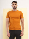 T.T. Men Slim Fit 100% Cotton Cool Round Neck Half Sleev Solid Tshirt Mustard