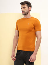 T.T. Men Slim Fit 100% Cotton Cool Round Neck Half Sleev Solid Tshirt Mustard