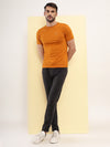 T.T. Men Slim Fit 100% Cotton Cool Round Neck Half Sleev Solid Tshirt Mustard