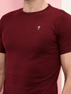 T.T. Men Slim Fit 100% Cotton Cool Round Neck Half Sleev Solid Tshirt Maroon