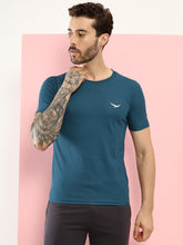 Hiflyers Men Regular Fit Polyster Pique Round Neck Half Sleev Tshirt Teal Blue