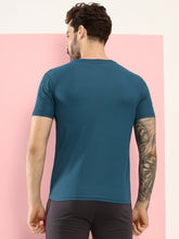 Hiflyers Men Regular Fit Polyster Pique Round Neck Half Sleev Tshirt Teal Blue