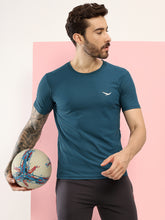 Hiflyers Men Regular Fit Polyster Pique Round Neck Half Sleev Tshirt Teal Blue