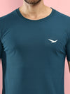 Hiflyers Men Regular Fit Polyster Pique Round Neck Half Sleev Tshirt Teal Blue