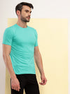 T.T. Men Slim Fit 100% Cotton Cool Round Neck Half Sleev Solid Tshirt Green