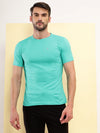 T.T. Men Slim Fit 100% Cotton Cool Round Neck Half Sleev Solid Tshirt Green