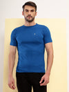 T.T. Men Slim Fit 100% Cotton Cool Round Neck Half Sleev Solid Tshirt Blue