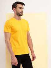 T.T. Men Eco Friendly (Cotton Rich) Recycled Fabric Solid Round Neck Regular Fit Golden Yellow