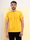 T.T. Men Eco Friendly (Cotton Rich) Recycled Fabric Solid Round Neck Regular Fit Golden Yellow